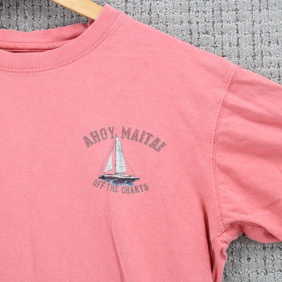 Vintage Sunriver Shirt Mens Small S Pink Short Sleeve Nautical Ahoy Maitai Art - Picture 3 of 9